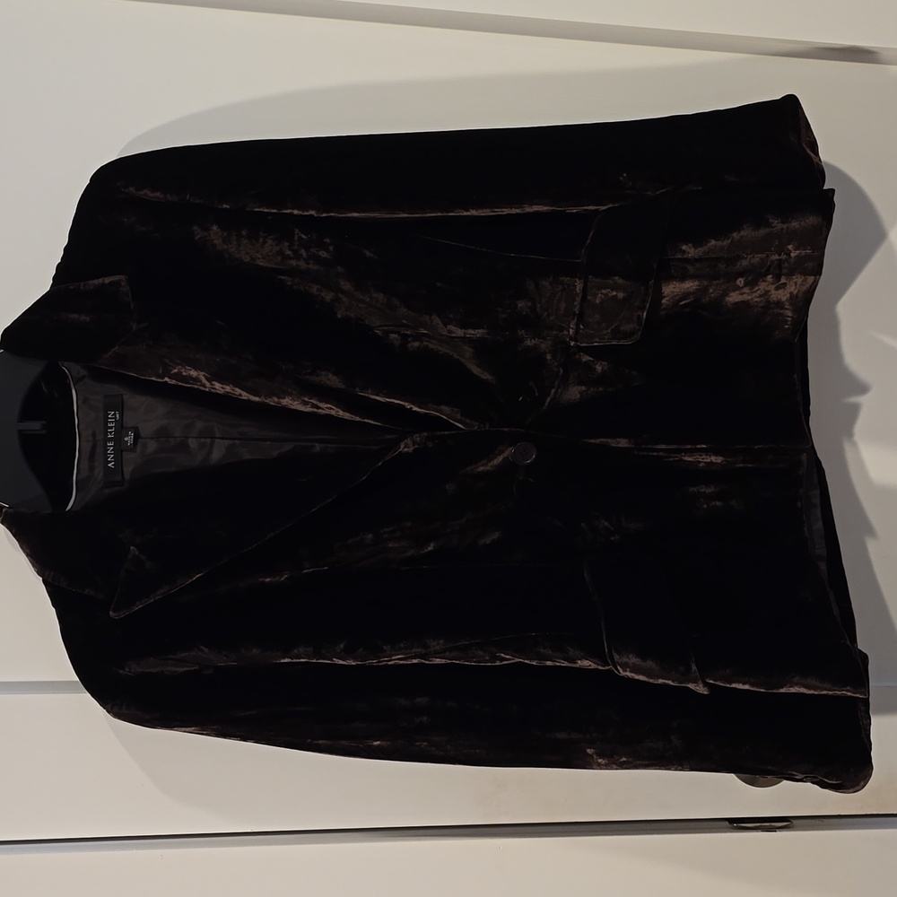 💎Anne Klein Brown Silk Blend Velvet‎ Style suit jacket blazer| Size 6